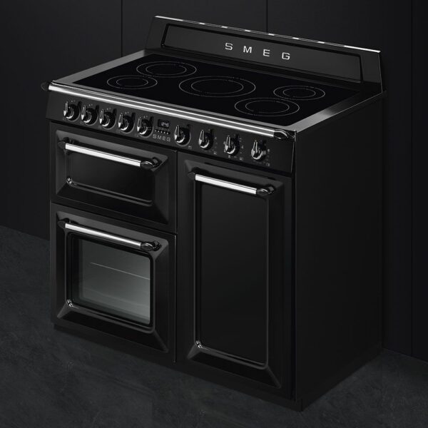 Smeg Victoria 100cm Range Cooker with Induction Top Black TR103IBL