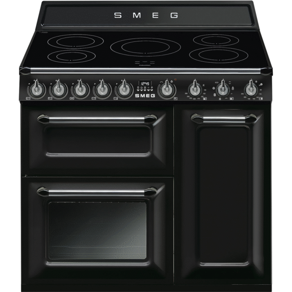 Smeg Victoria 90cm Range Cooker with Induction Top Black TR93IBL