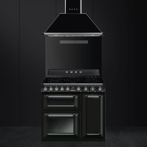 Smeg Victoria 90cm Range Cooker with Induction Top Black TR93IBL
