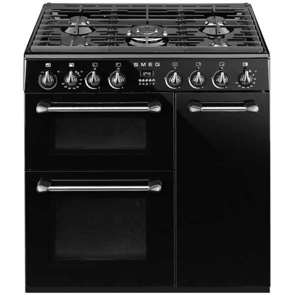 Smeg Victoria Burghley 90cm Range Cooker with Gas Top Black BU93BL